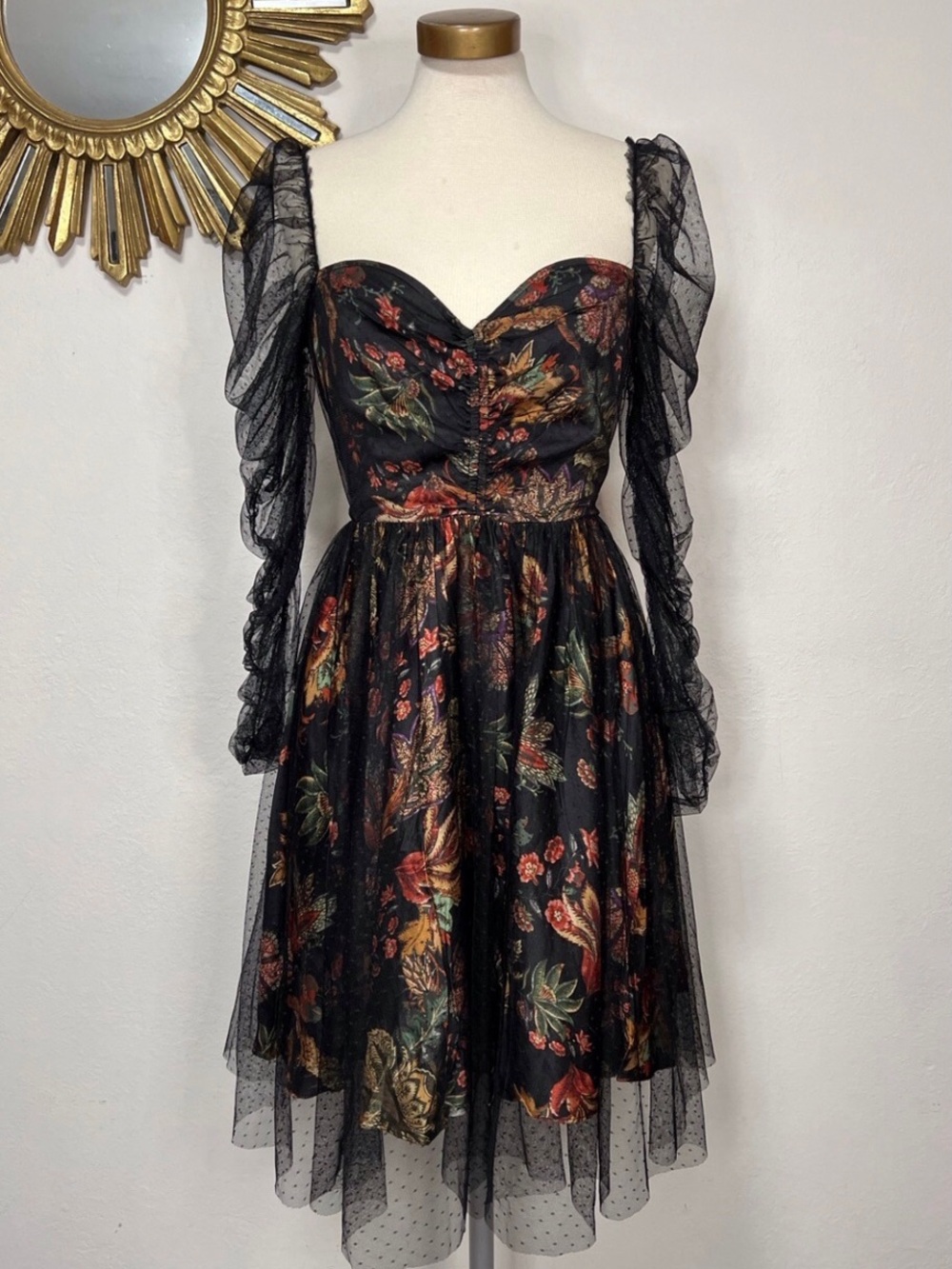 Cara Cara Ritchie Black Floral Mesh Dress